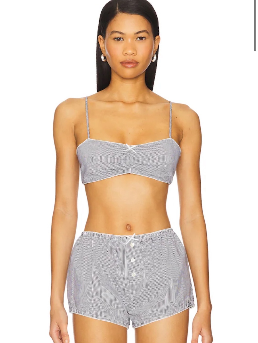 Nia The Brand Zed Bralette in Black/White Stripe M